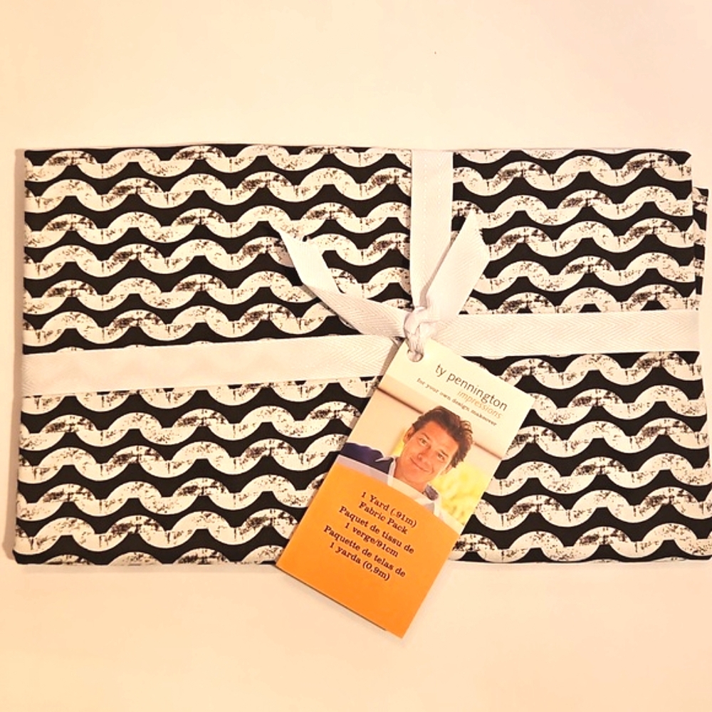 Chocolate Brown & White Geometric 100% Cotton Fabric Ty Pennington 1 Yard NEW